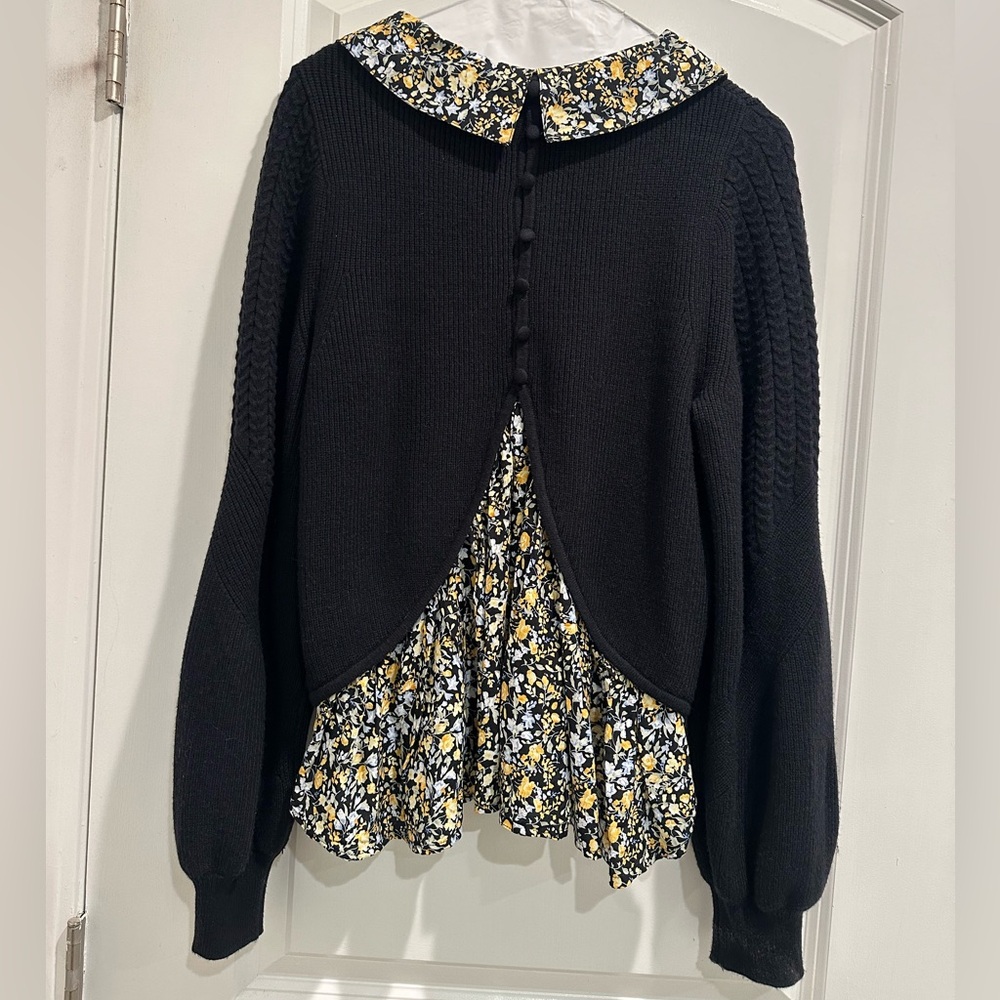 Anthropologie S Sweater with Floral Accents